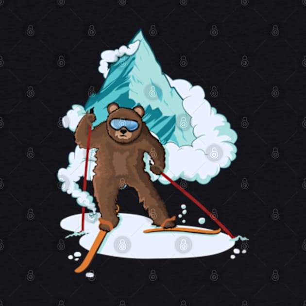 Cool Skiing Grizzly Bear by AlyMerchandise